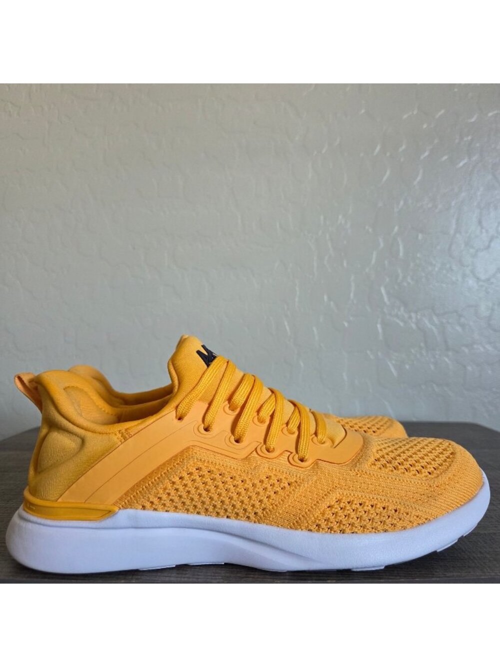 APL Techloom Tracer Shoes Knit Trainers Marigold Yellow/White Size Women's 7.5